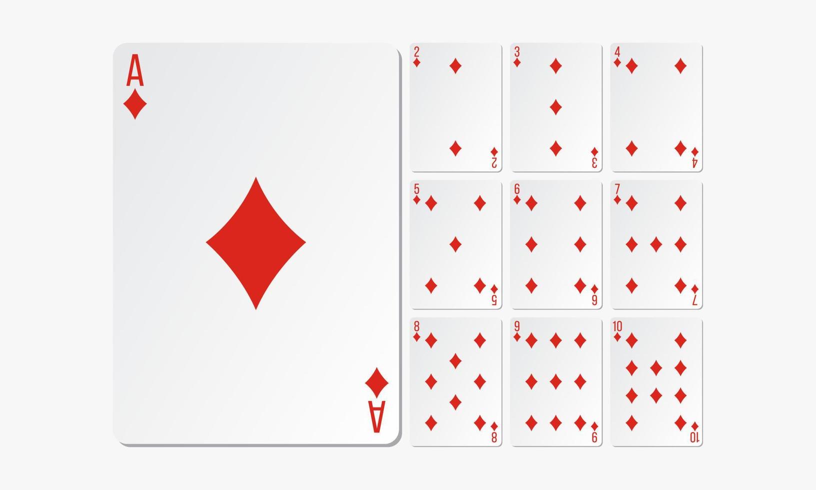 diamonds playing cards. set card game design vector. vector