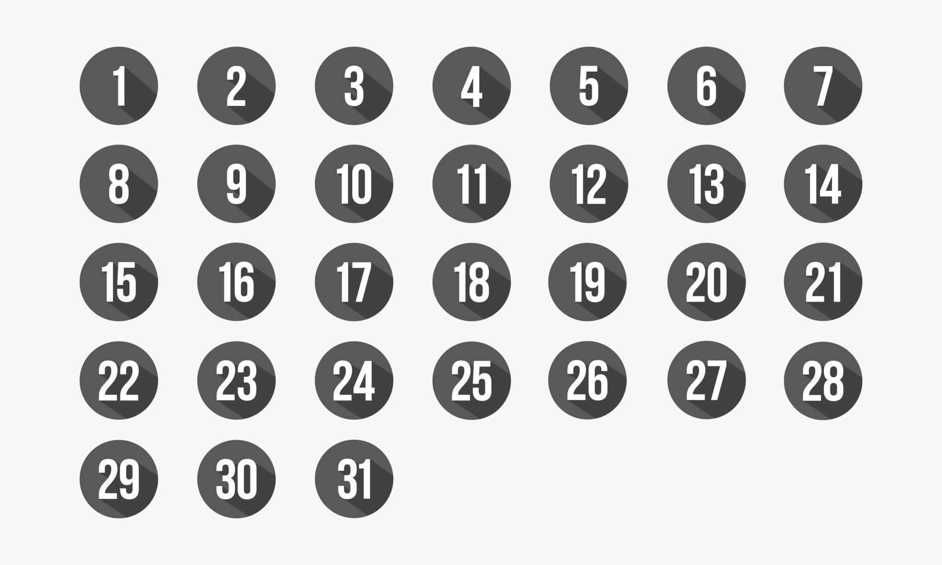 number circle icon set 1-31. calendar vector illustration. 4638637