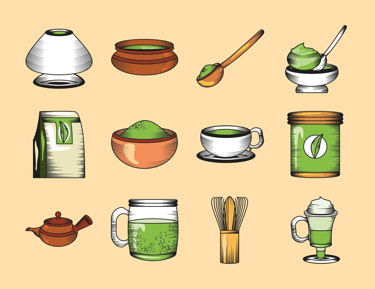 matcha tea products vector