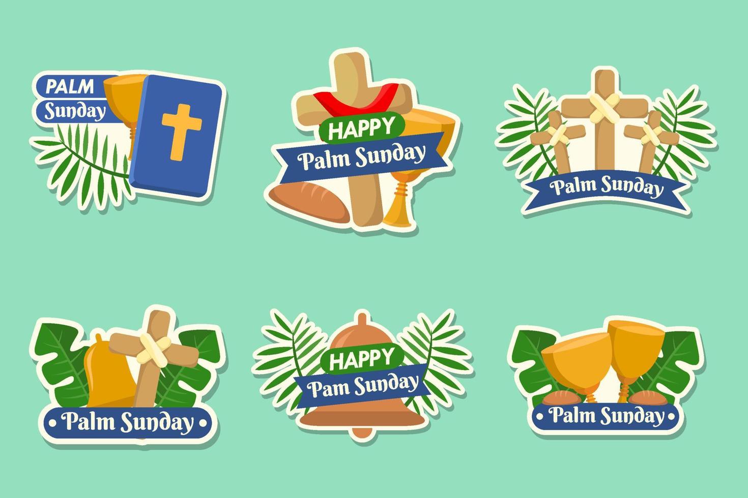 Palm Sunday Sticker Set vector