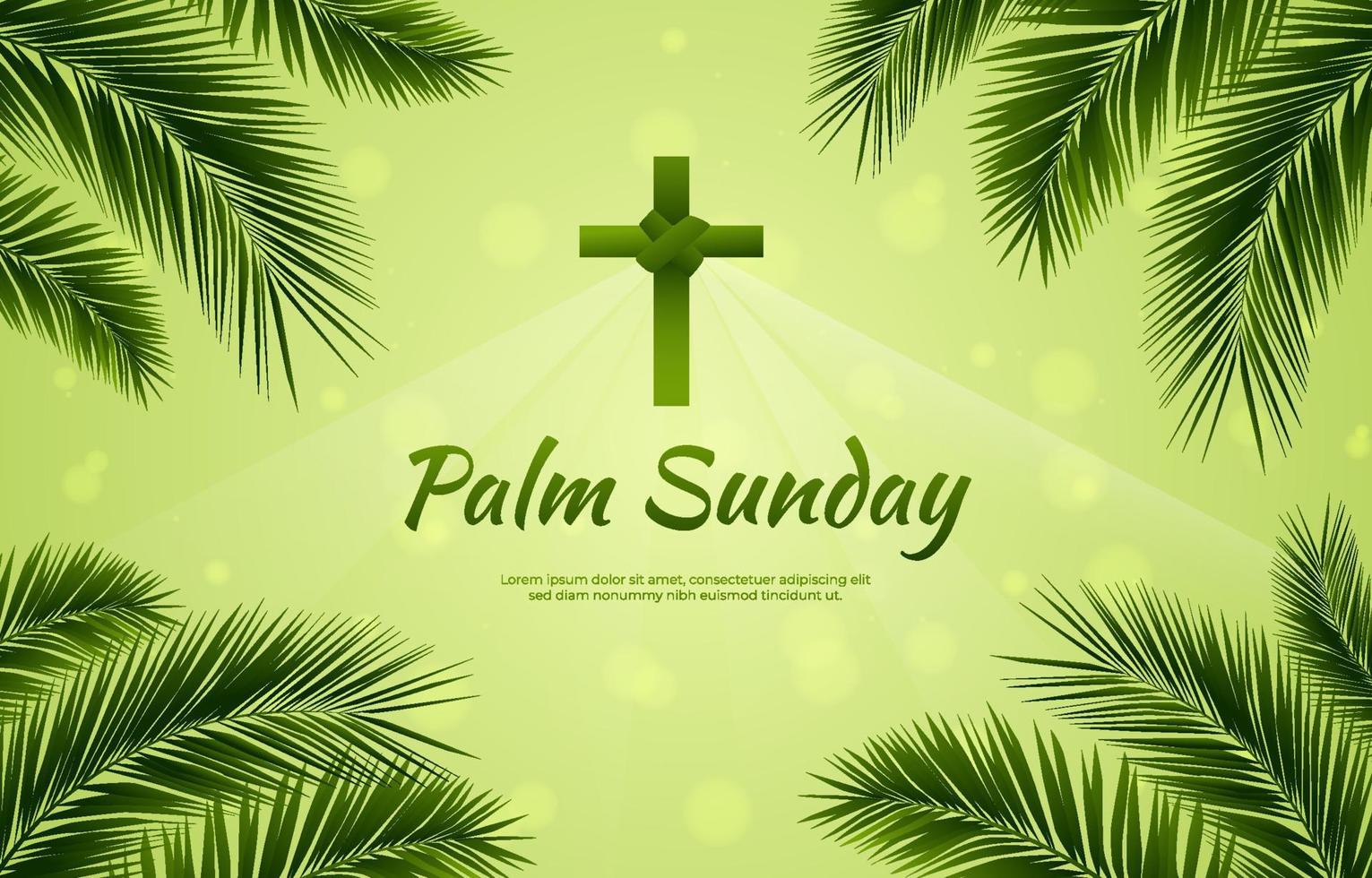 Background palm Sunday green Light vector