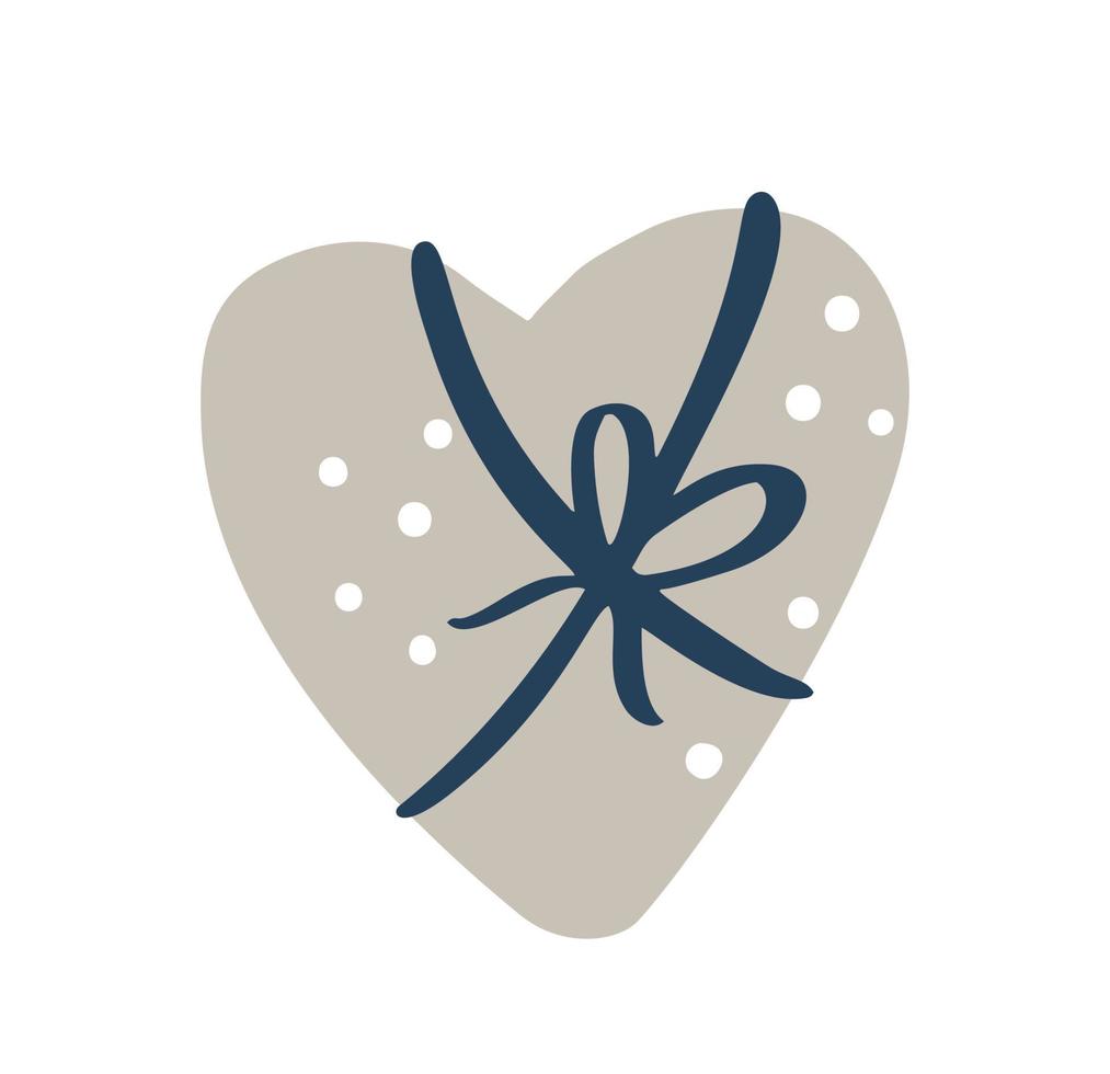 vector escandinavo dibujado a mano corazón de regalo de amor. Ilustración de San Valentín aislado sobre fondo blanco. lindo, amor, primavera. para camiseta de bebé de guardería, ropa infantil, invitación. diseño infantil simple