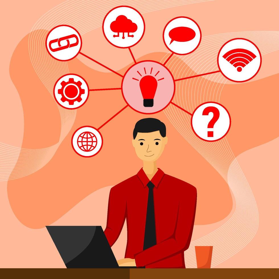 Mindmap Concept with Office Worker vector