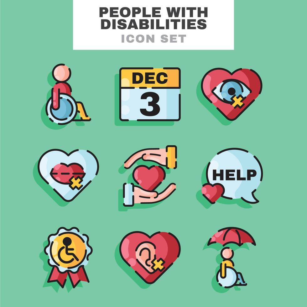 People with Disabilities Icon Set vector