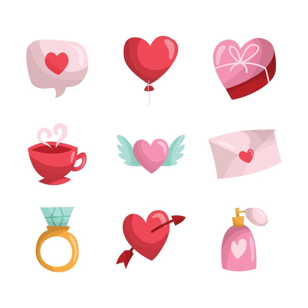 colección de iconos de doodle lindo del día de san valentín vector