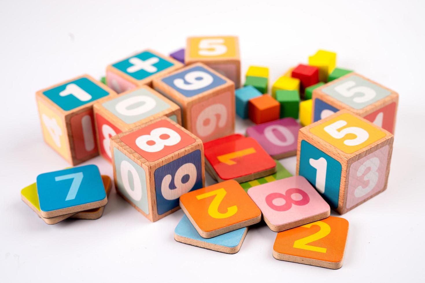 Math number colorful on white background, education study mathematics learning teach concept. photo