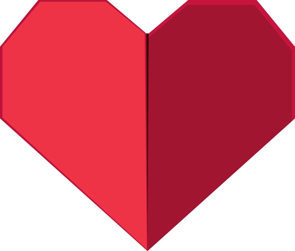 Red origami heart isolated vector