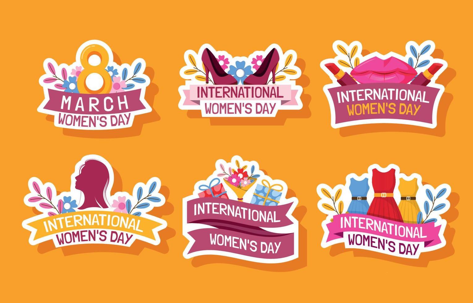 International Women's Day Sticker Collection vector