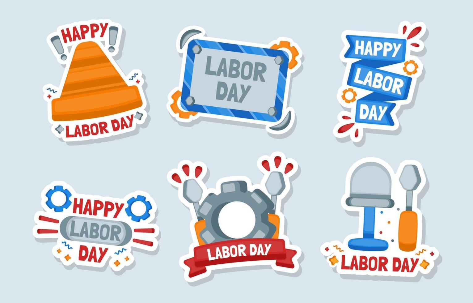 colecciones de pegatinas del feliz día del trabajo vector