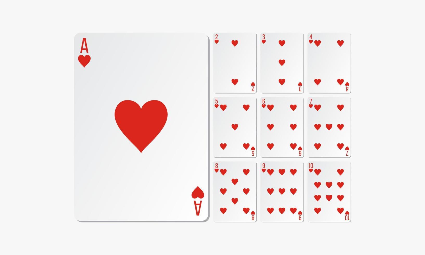 corazones jugando a las cartas. establecer vector de diseño de juego de cartas.