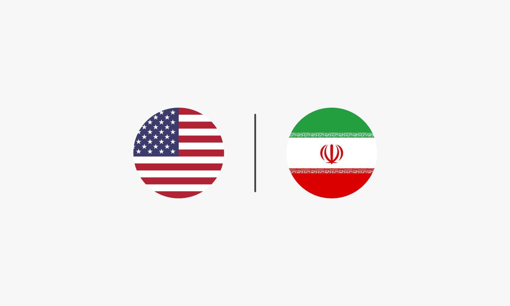 iran america circle flag. vector illustration. isolated on white background.