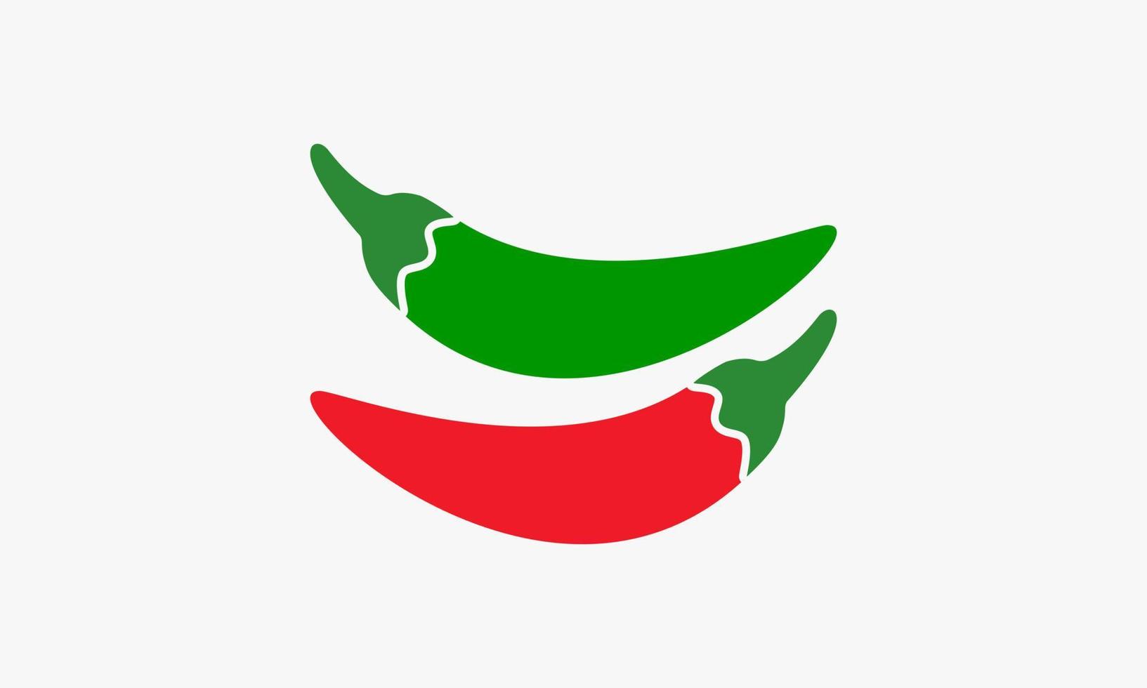 vector de diseño de chile rojo verde cayena. aislado sobre fondo blanco.