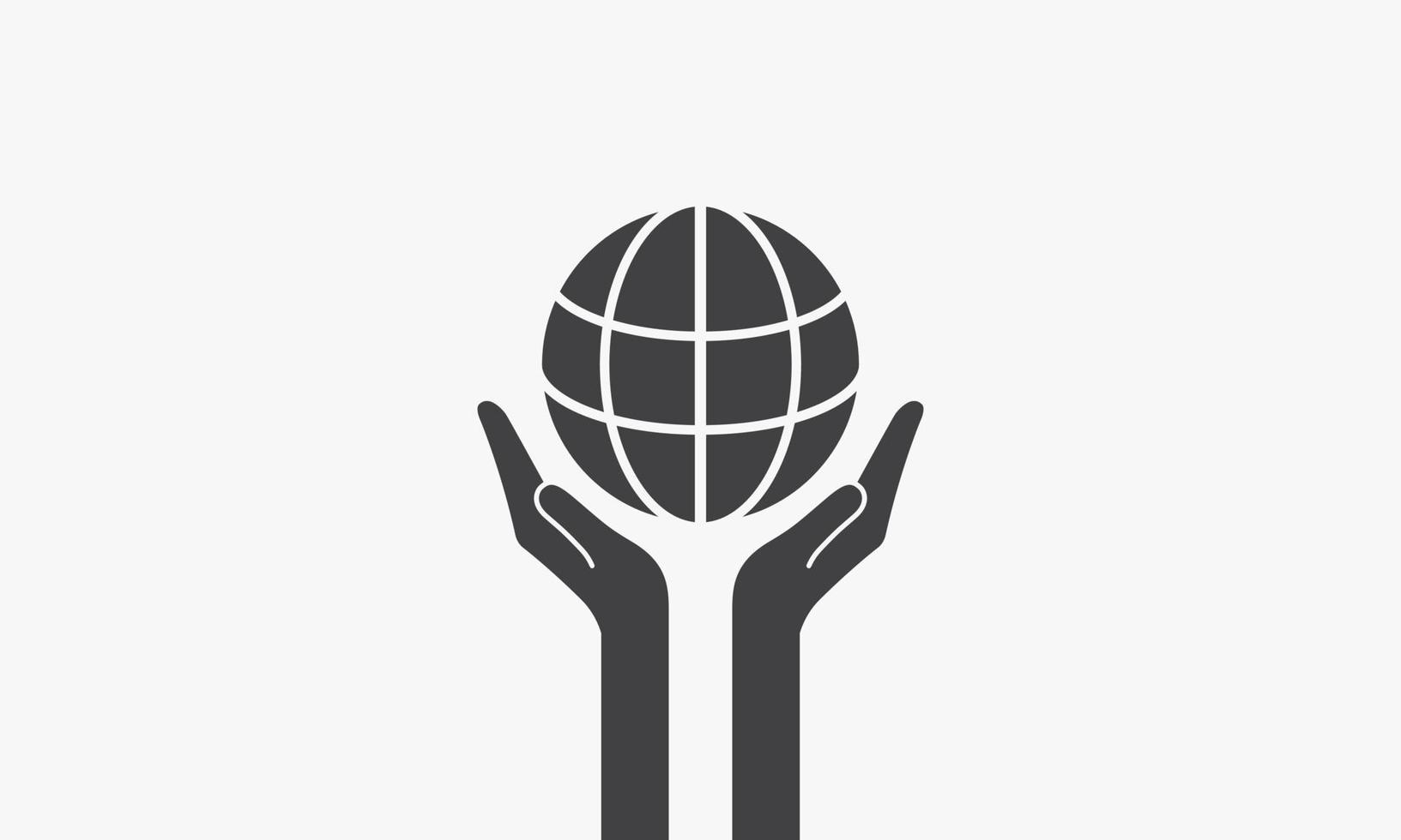 two open hands holding globe. vector illustration.