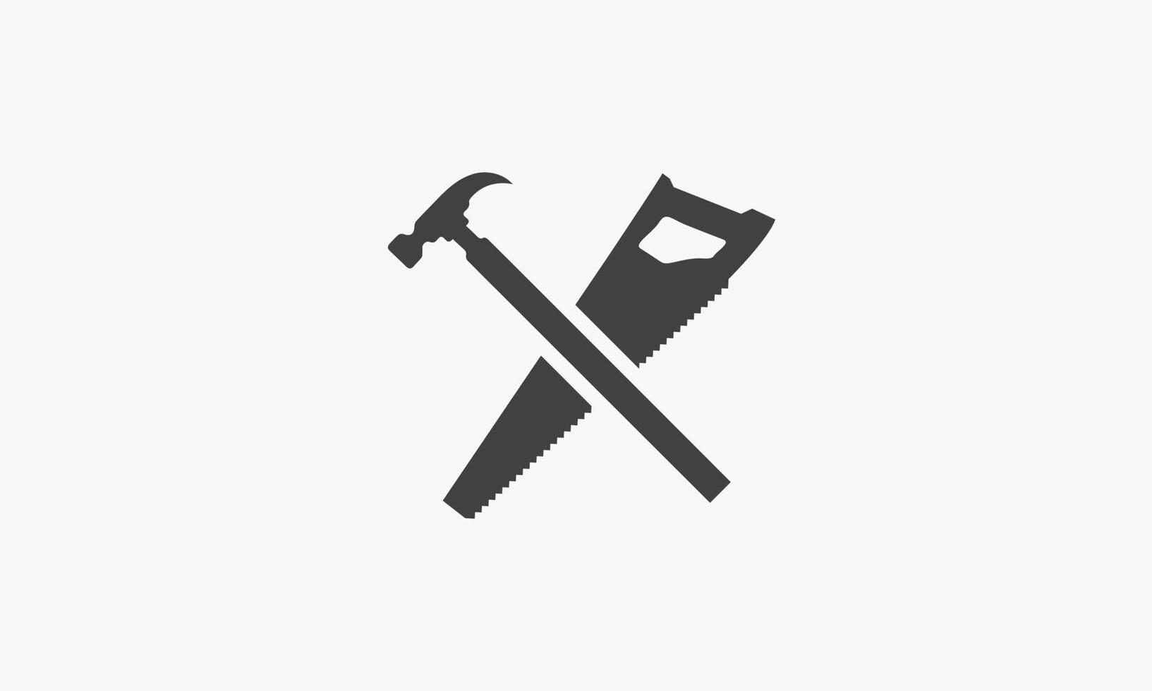 hand saw hammer croossed icon design flat vector. isolated on white background. vector