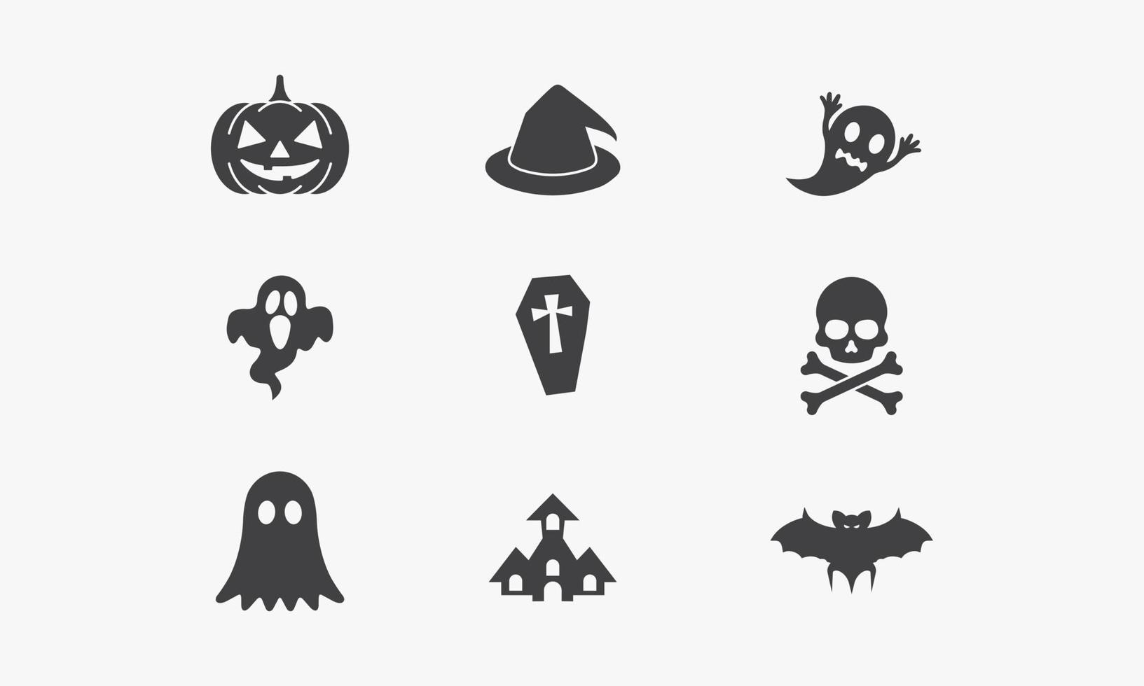 pumpkin hat ghost tombstone skull castle bat icon vector