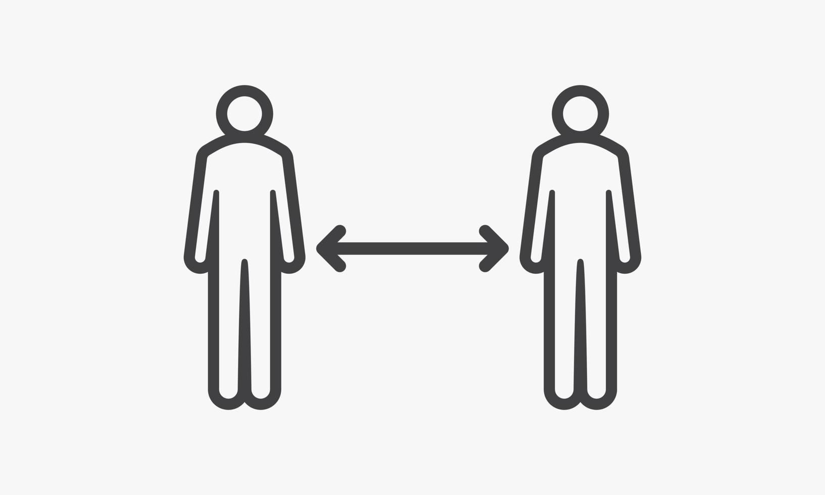 line icon people with distancing arrow icon design vector illustration.
