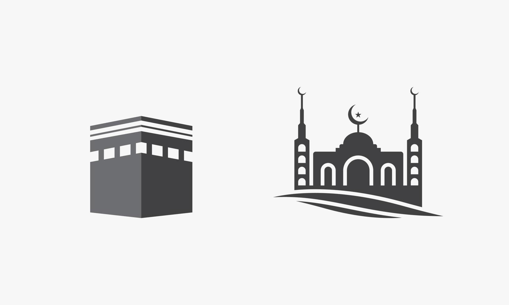 mosque with kaaba vector illustration. creative icon on white background.