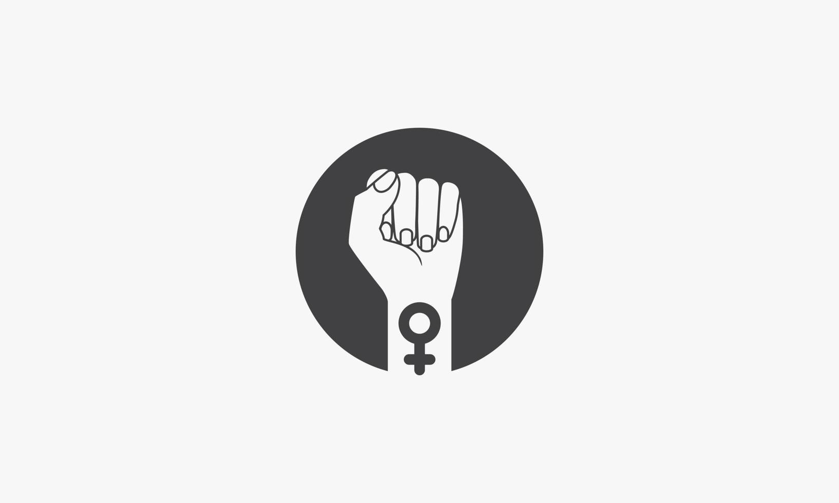 Ilustración de vector de puño de mujer de círculo. icono creativo. aislado sobre fondo blanco.