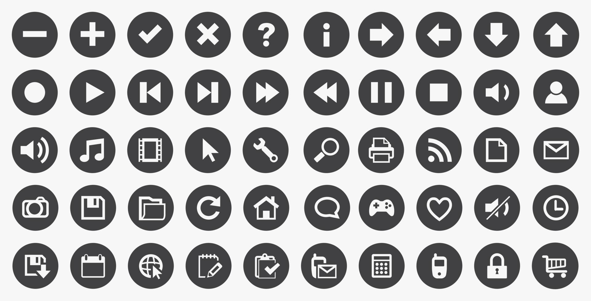 conjunto de iconos de círculo. botón de símbolo para web y móvil. vector
