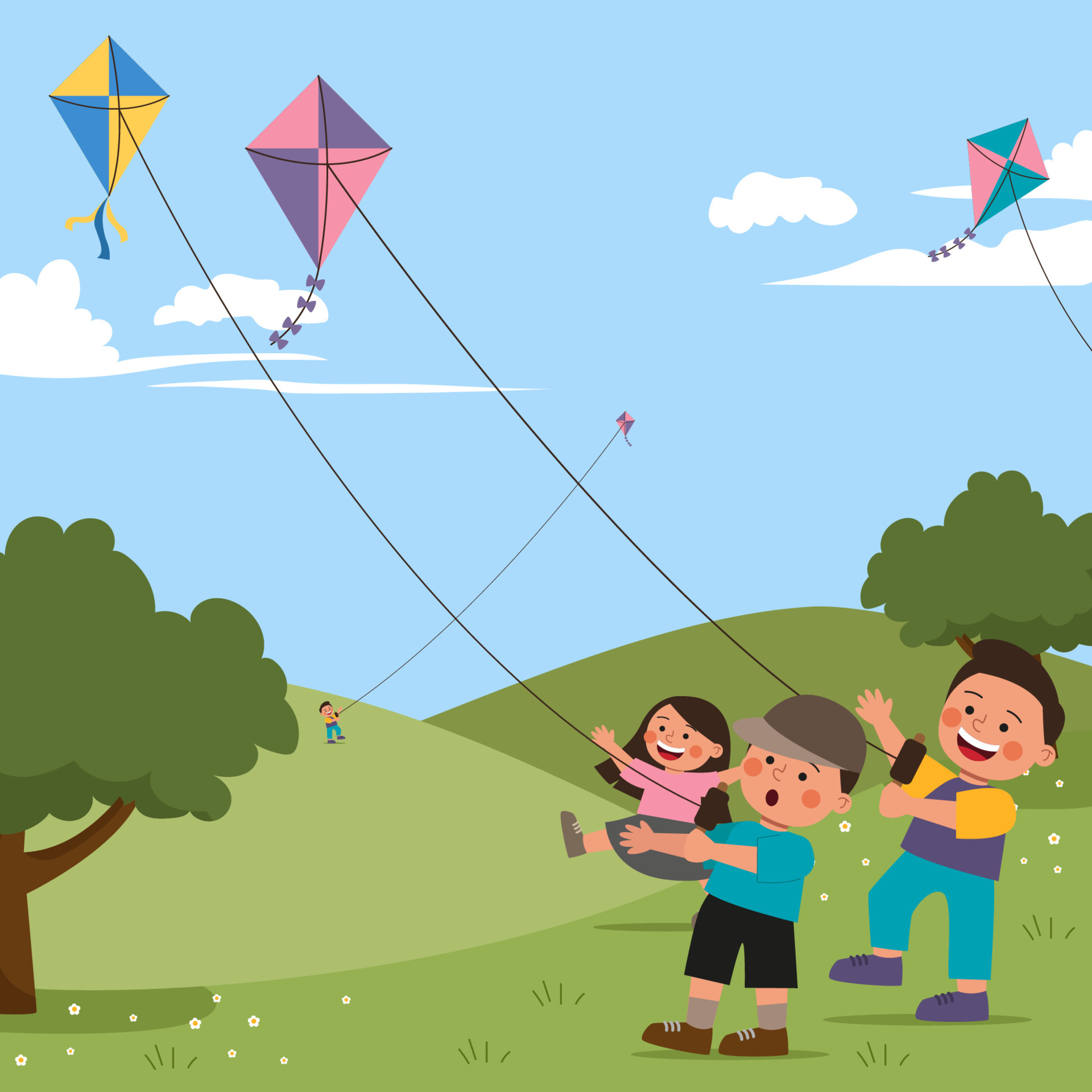 happy-children-playing-kites-in-the-park-4639838-vector-art-at-vecteezy