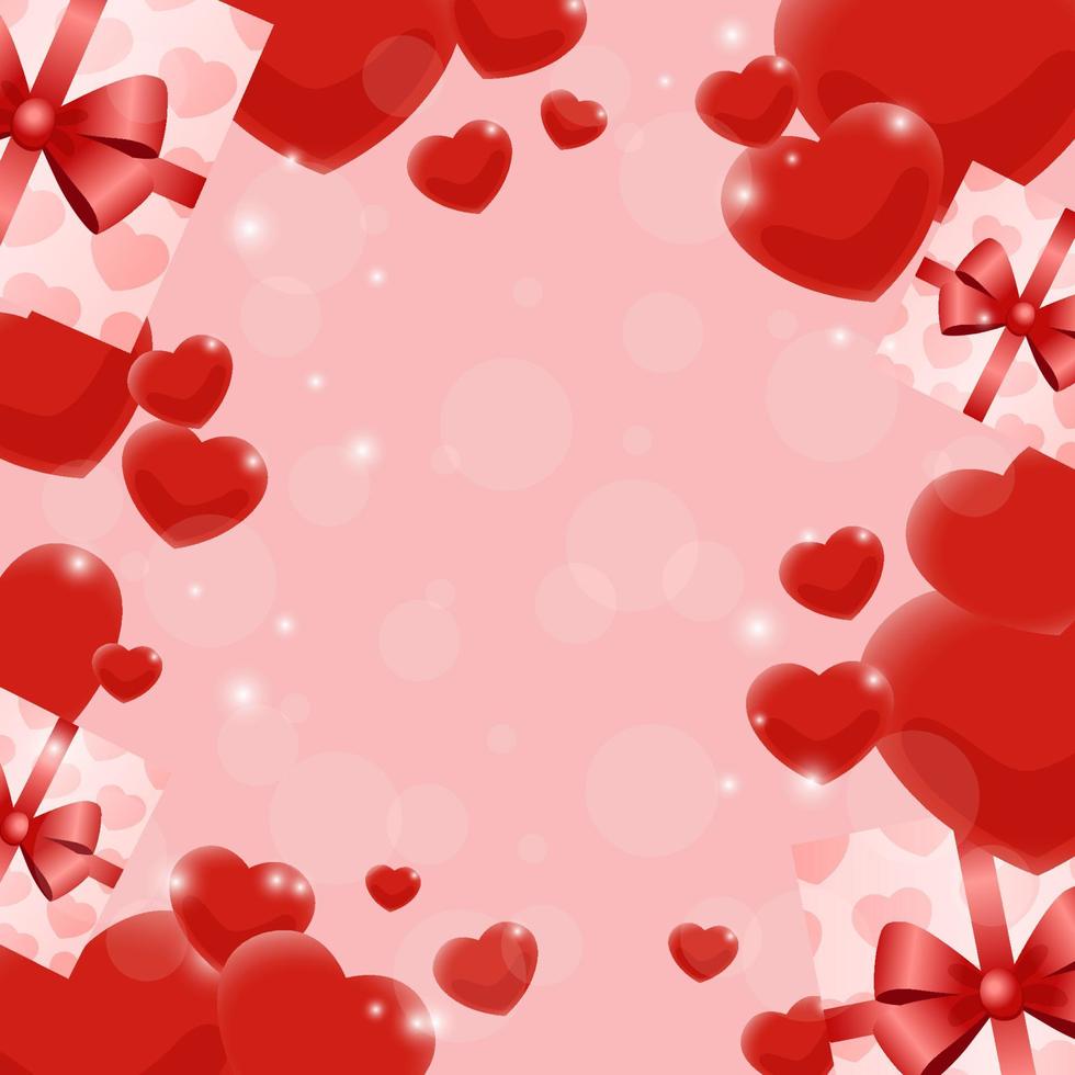 Beatiful 3D Hearts as Frame on Cute Pink Background vector