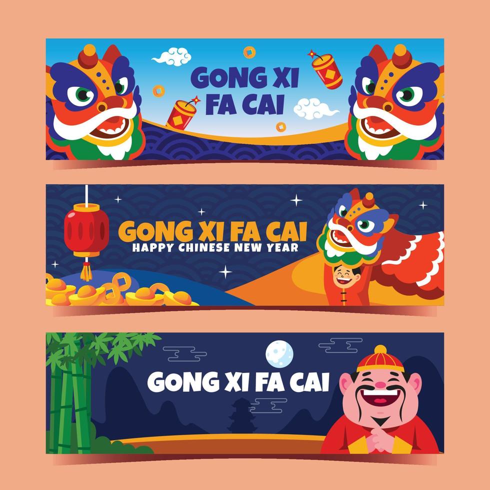 colección de pancartas gong xi fa cai vector