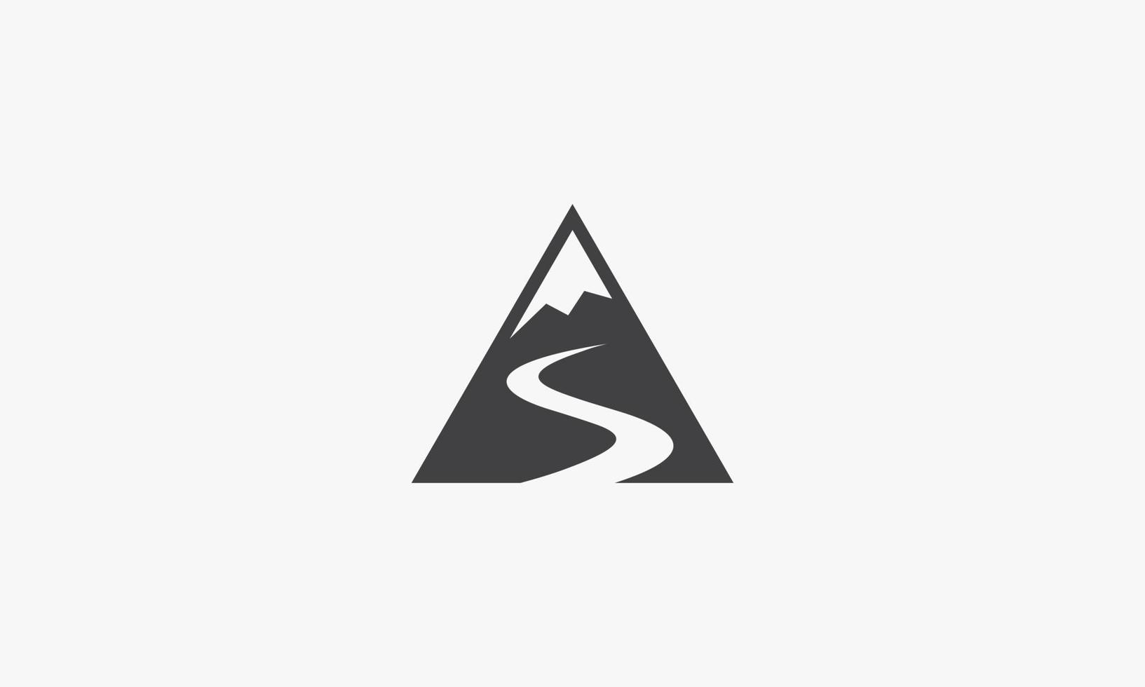 Triángulo de montaña sinuoso camino. vector de diseño de logotipo.