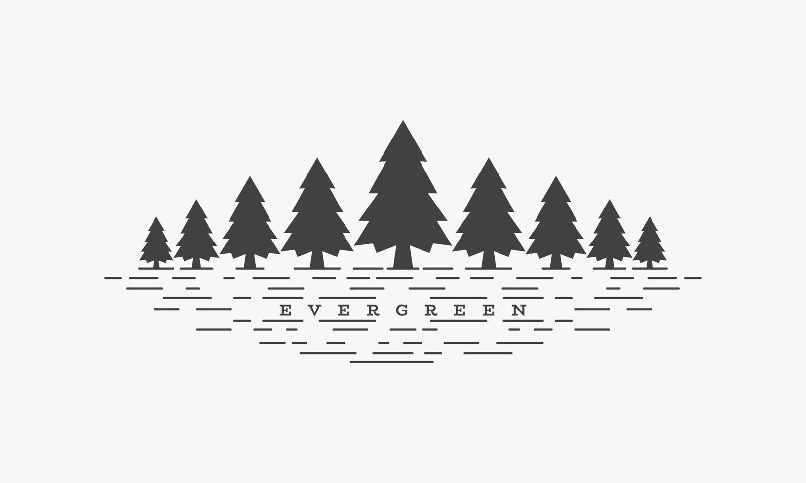 evergreen vector illustration on white background.