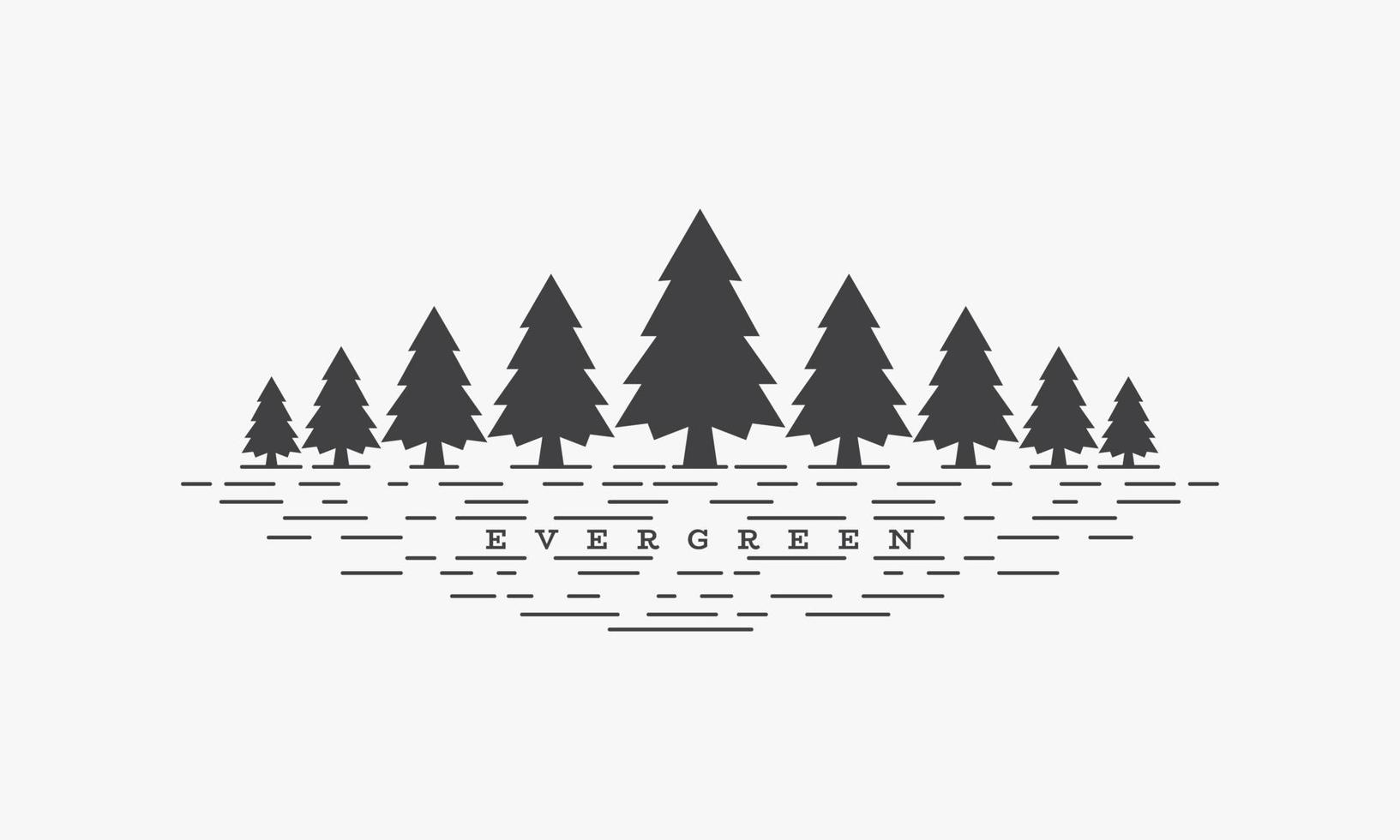 evergreen vector illustration on white background.