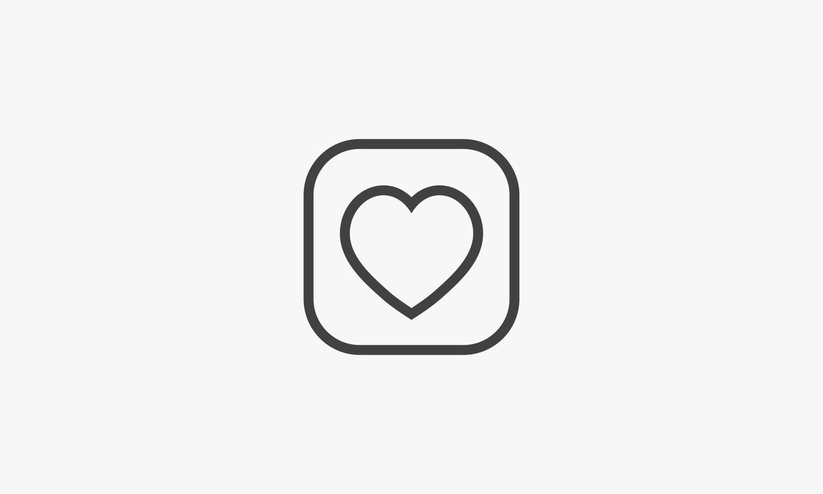line icon square with heart isolated on white background. vector