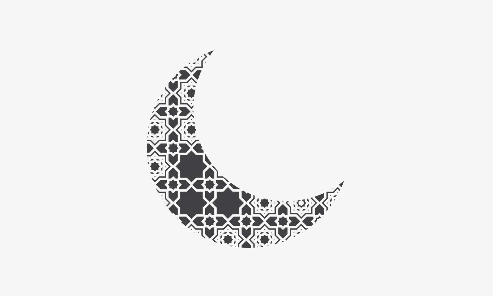 abstract icon pattern crescent moon islamic ornament isolated on white background. vector