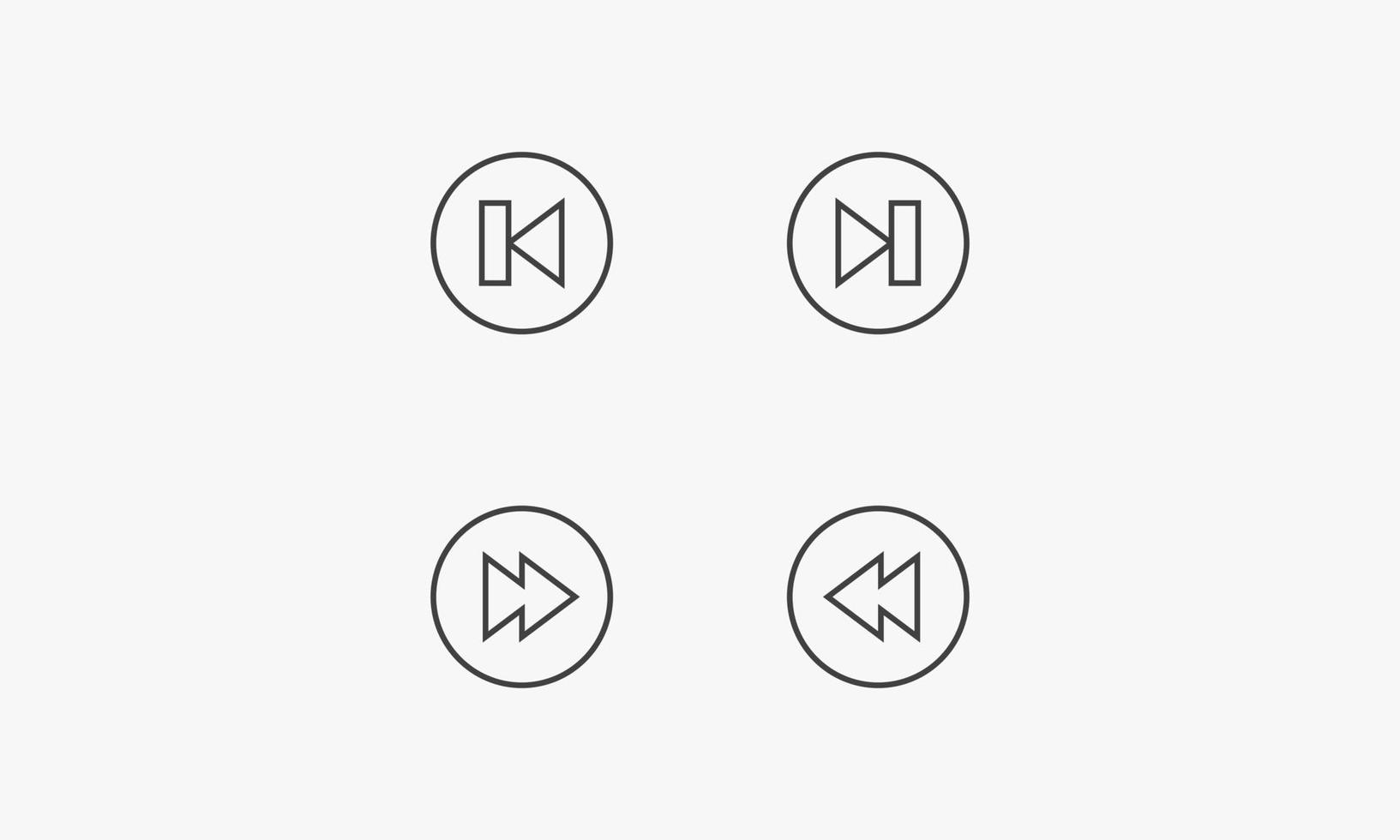 line icon forward backward previous skip on white background. vector