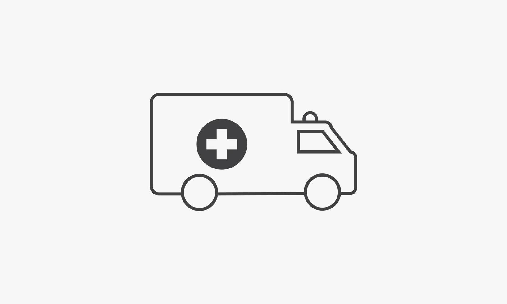 line icon truck car ambulance isolated on white background. vector