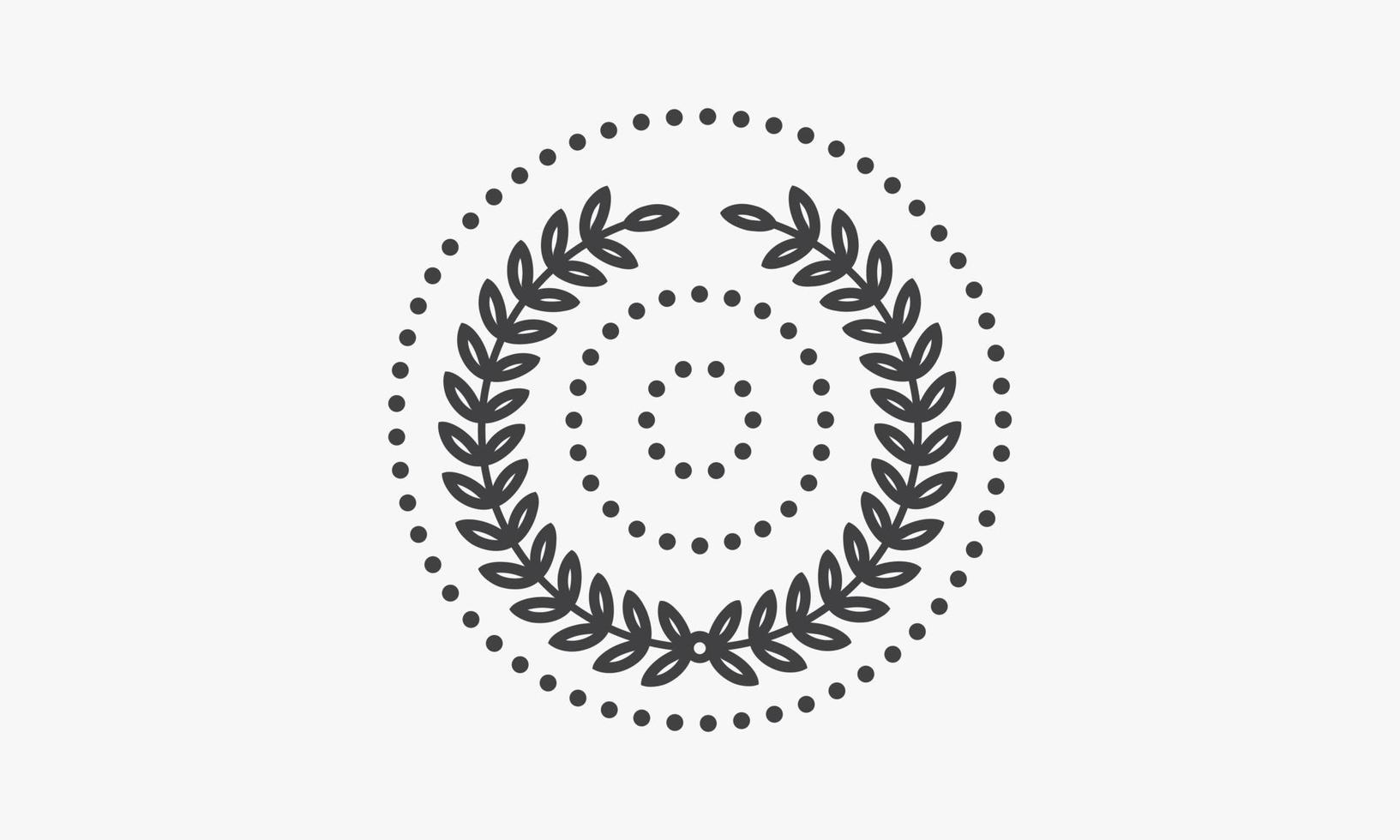 circle dotted with laurel wreath illustration on white background. vector