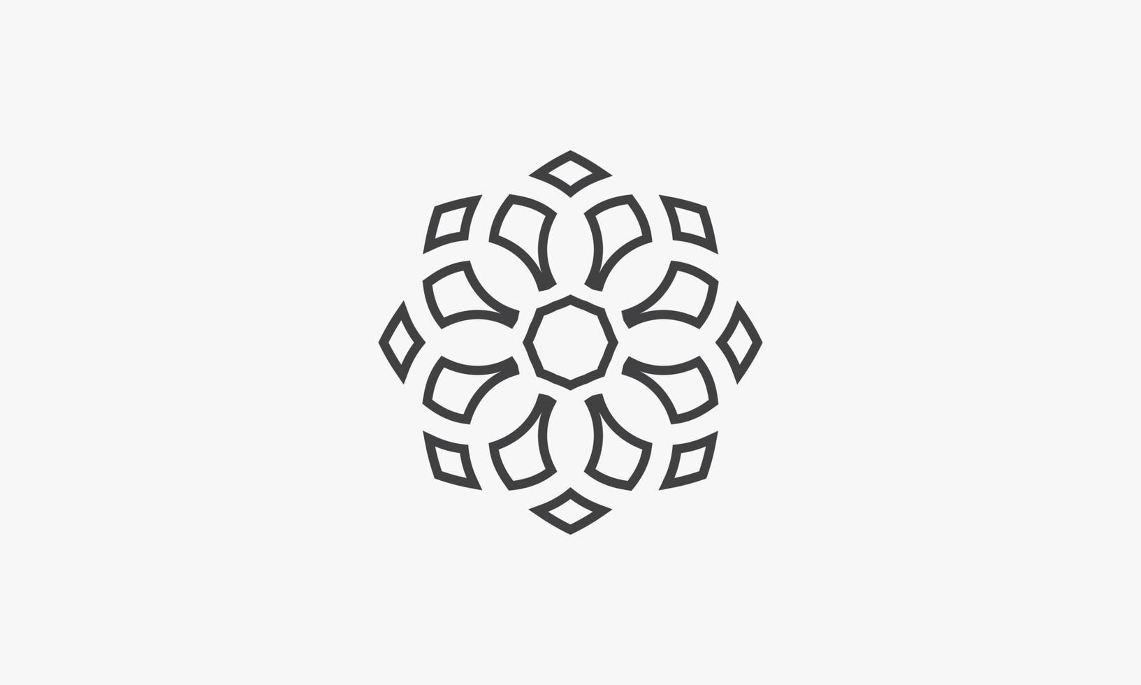 line icon abstract mandala flower isolated on white background. vector