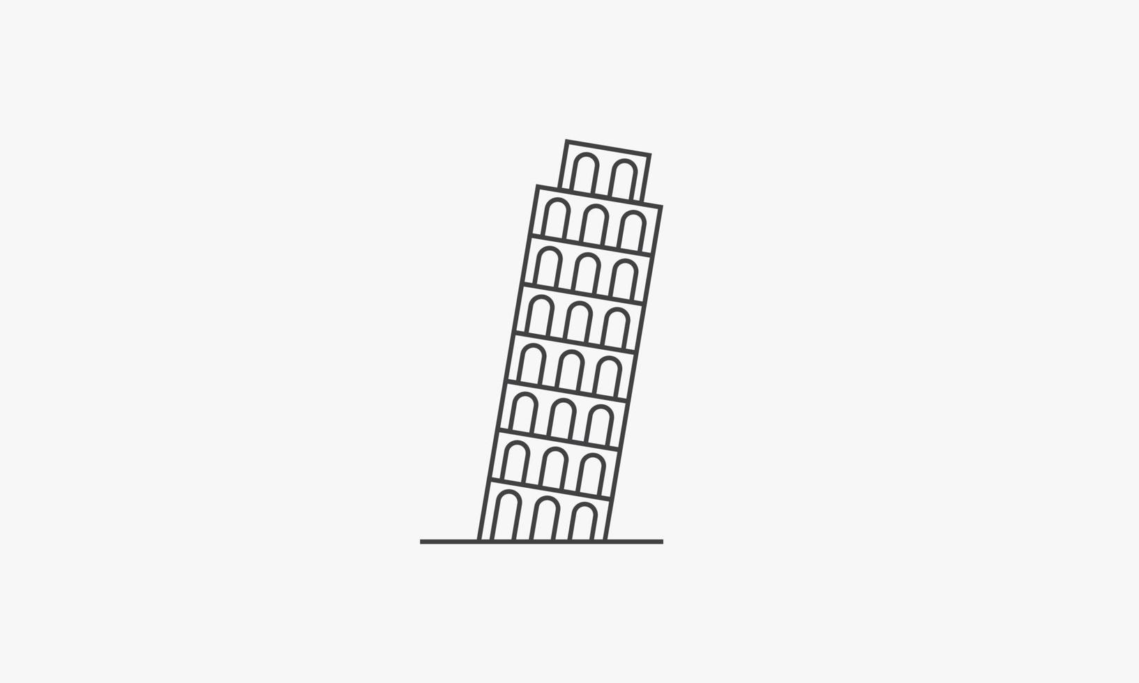 Torre de pizza de icono de línea aislada sobre fondo blanco. vector