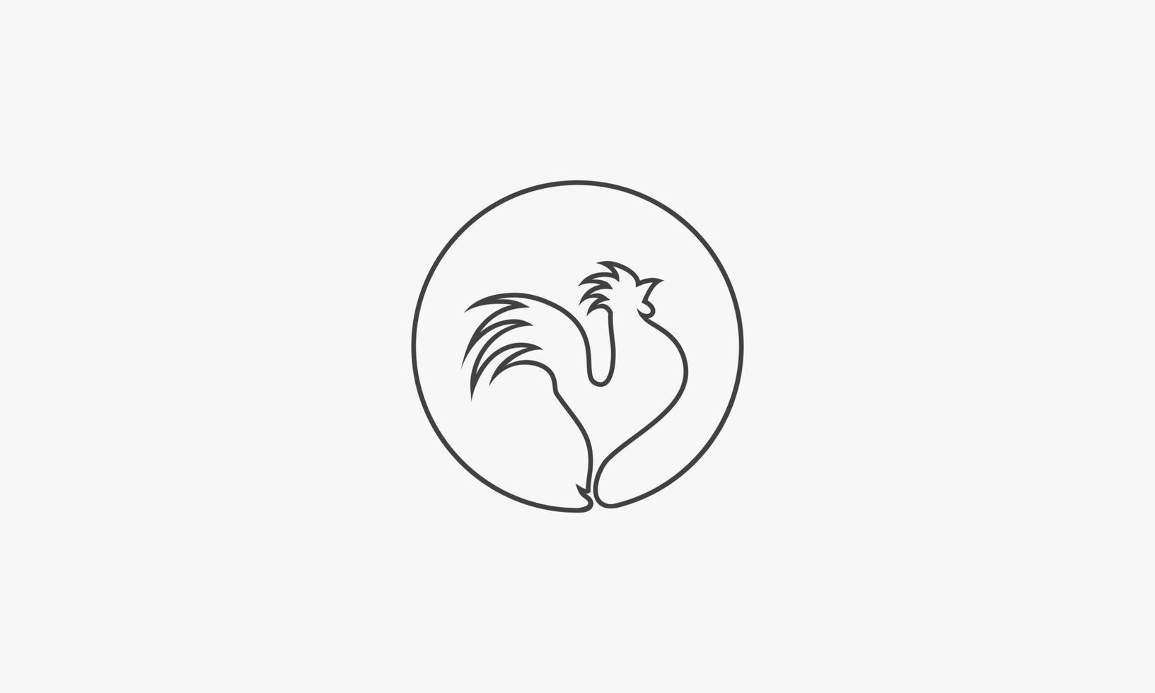 circle line icon rooster isolated on white background. vector