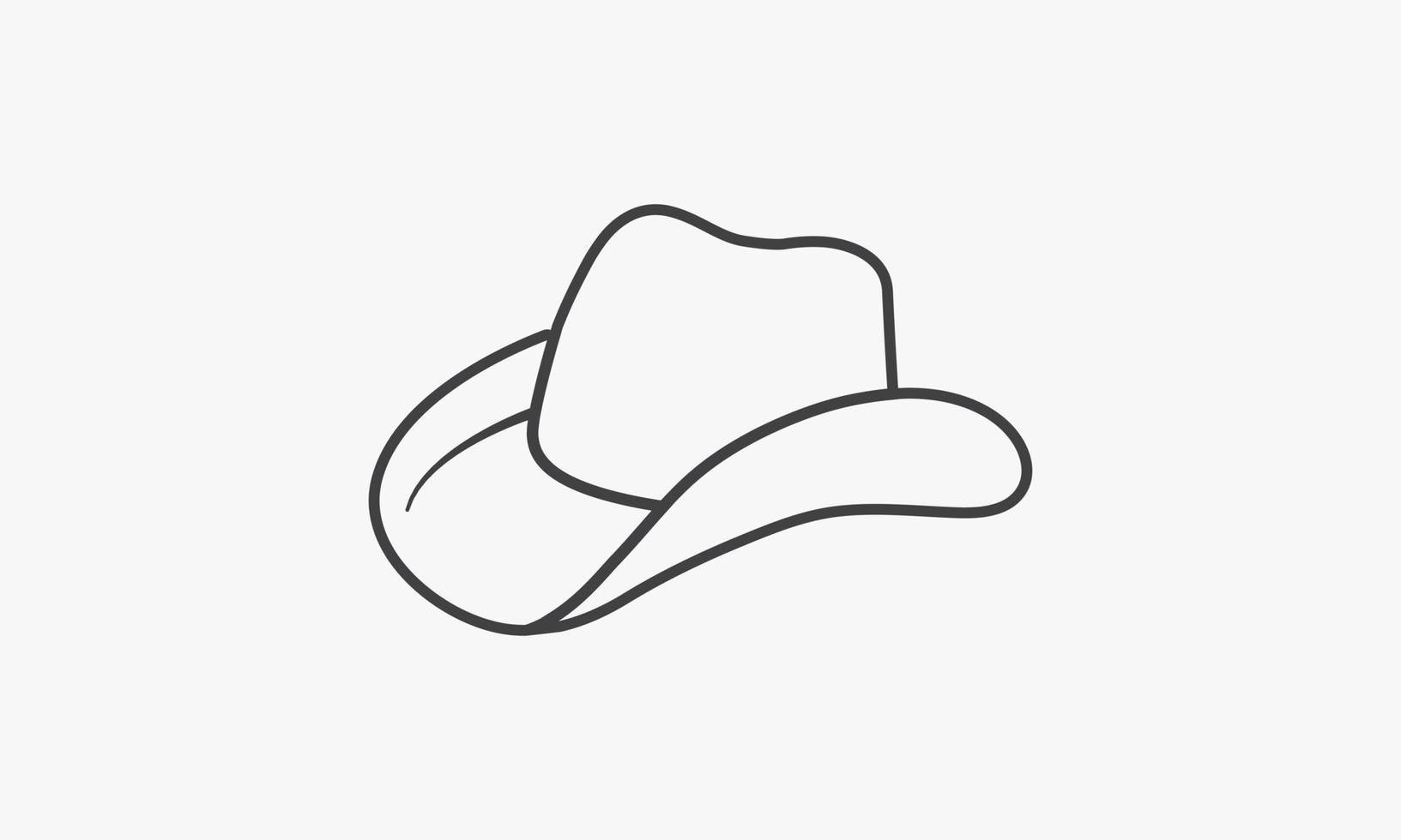 Sombrero de vaquero de icono de línea aislado sobre fondo blanco. vector