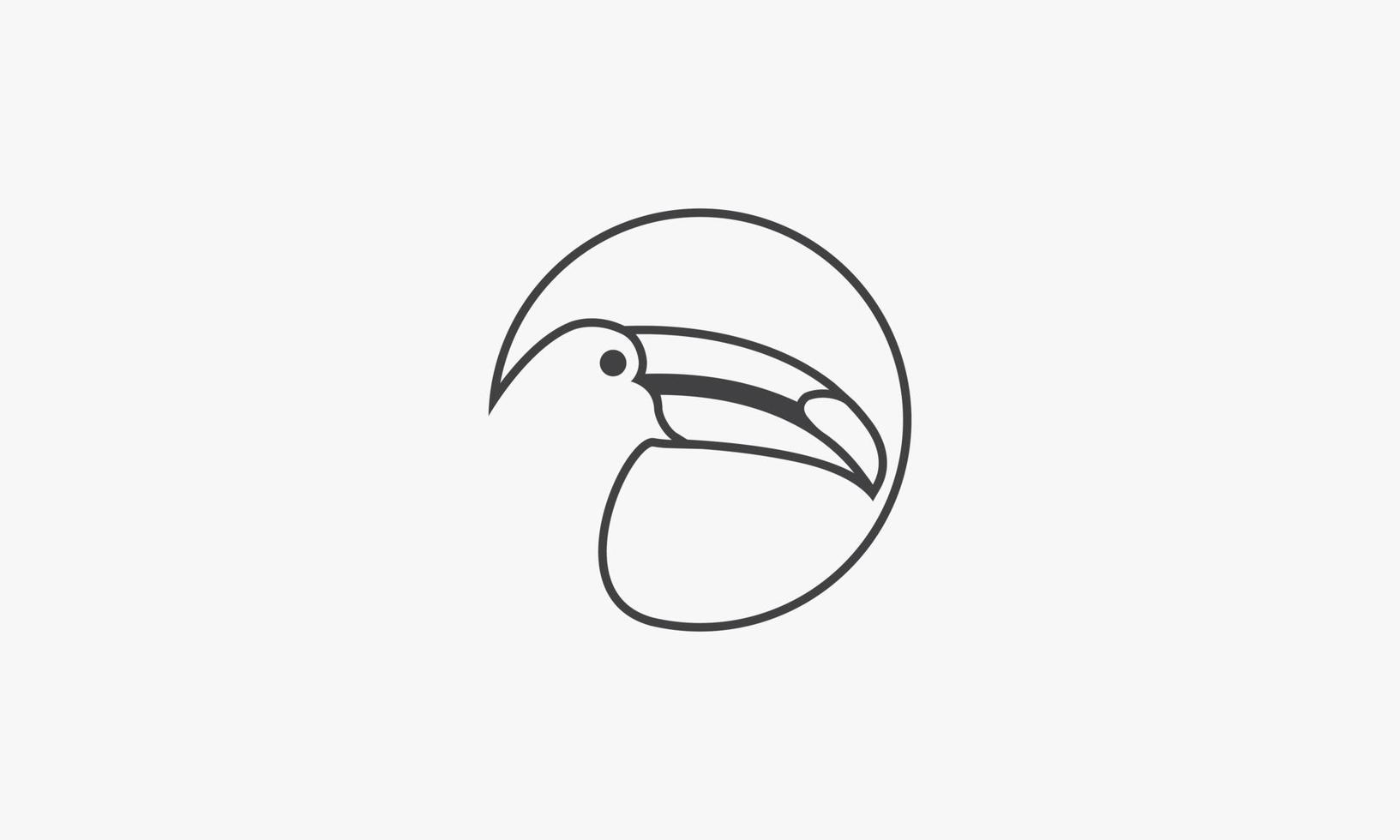 icono de línea círculo pájaro cabeza de tucán aislado sobre fondo blanco. vector