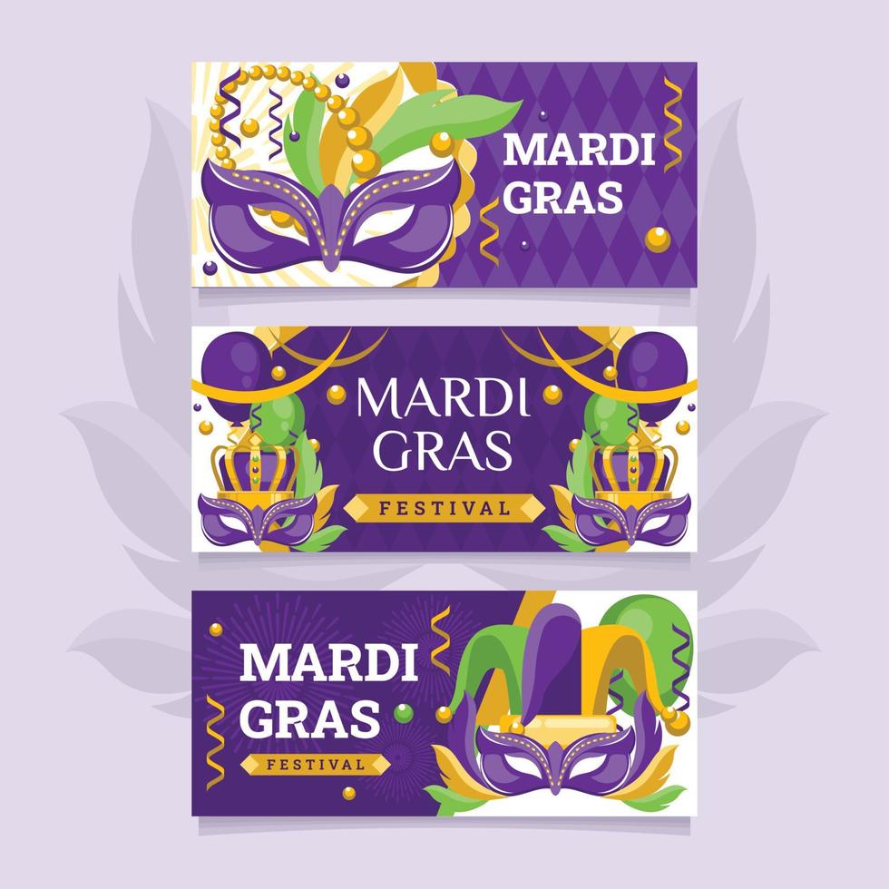 Mardi Gras Mask Banner Design Element vector