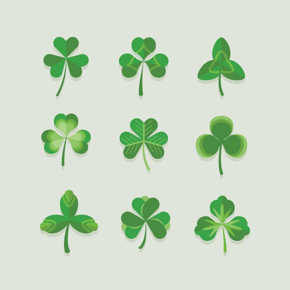 Icon Set of Green shamrock leaves vector