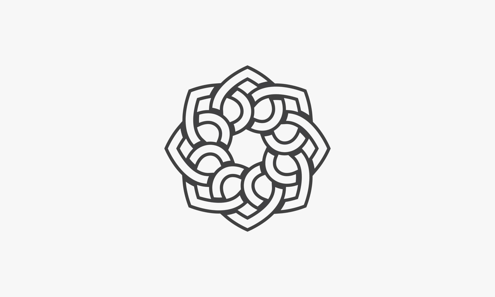 line icon interlocking mandala isolated on white background. vector