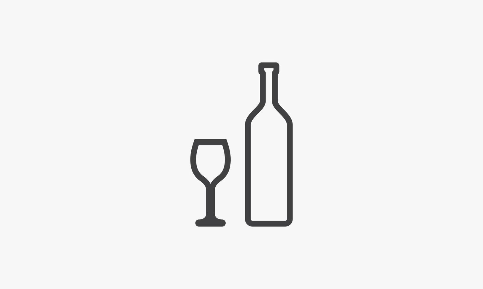 línea icono botella de bebida y copa de vino aislado sobre fondo blanco. vector