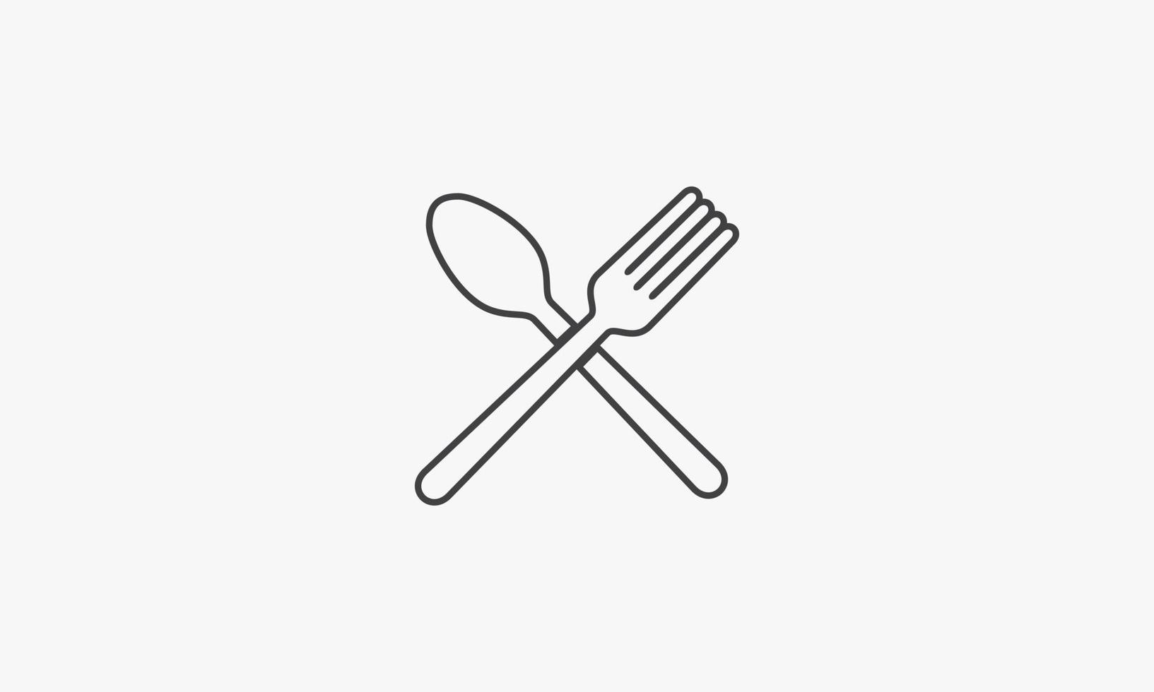 line icon cross fork and spoon isolated on white background. vector