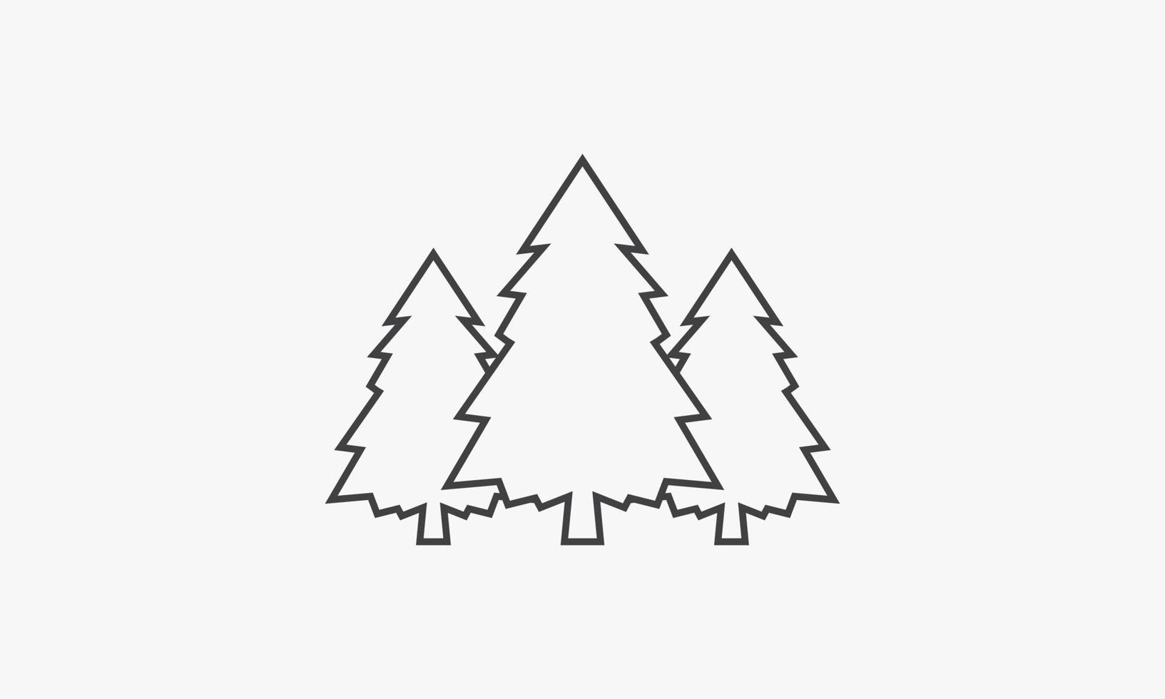 line icon three pine tree isolated on white background. vector