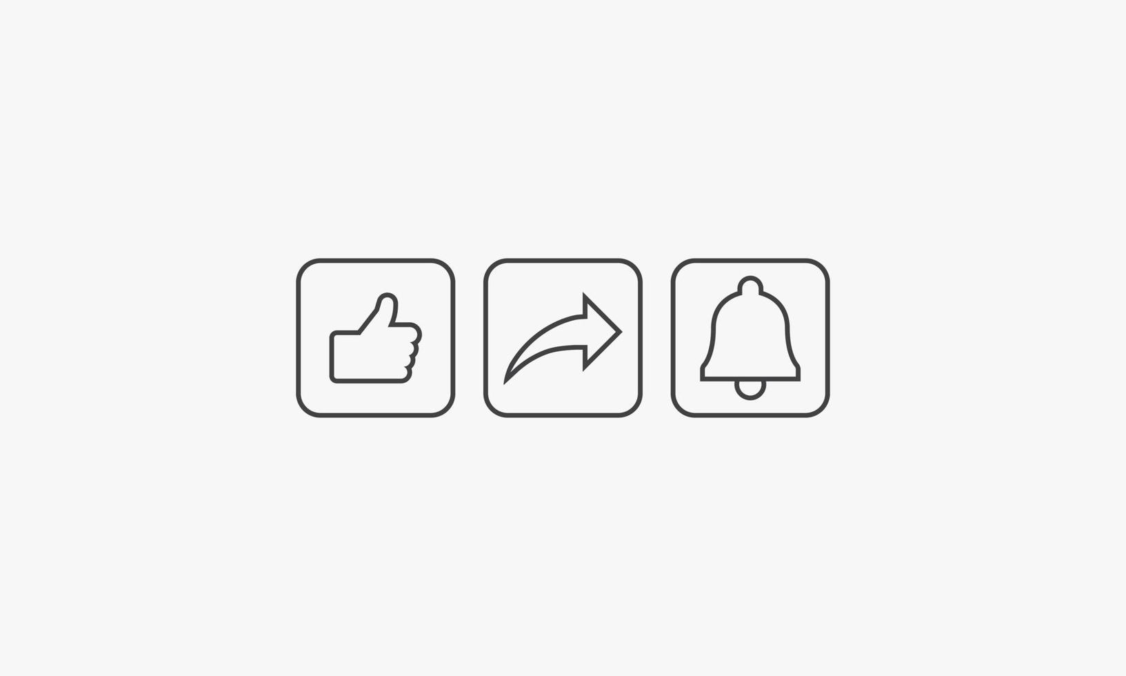 line icon button share  bell notification isolated on white background. vector