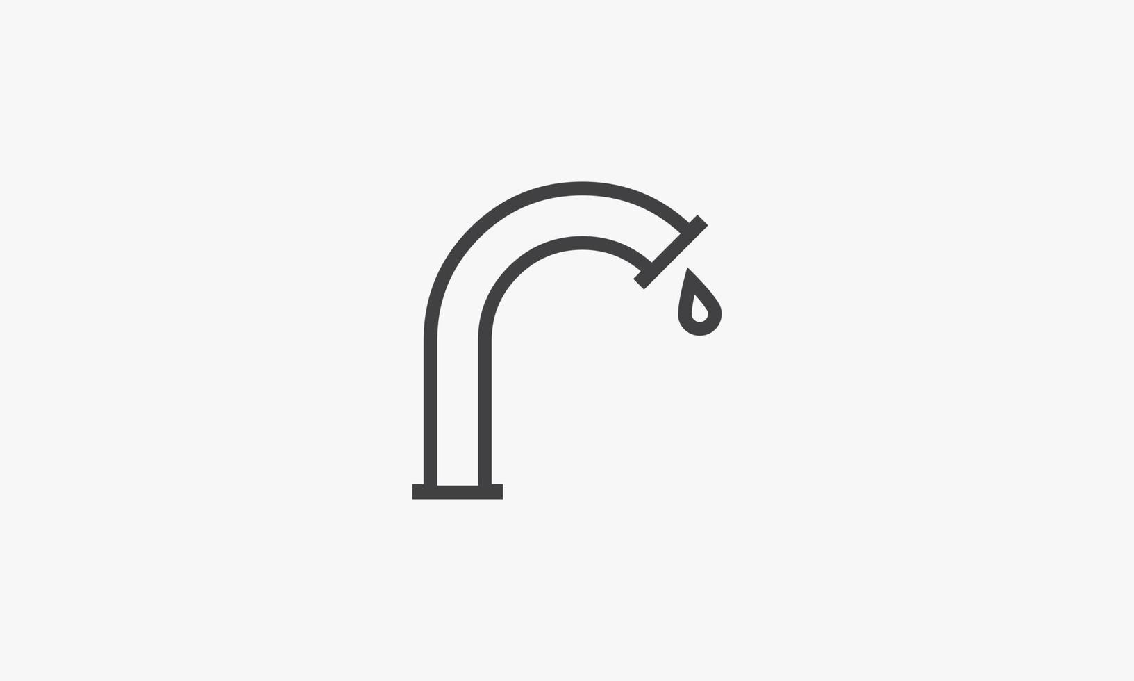 line icon pipe with waterdrop isolated on white background. vector