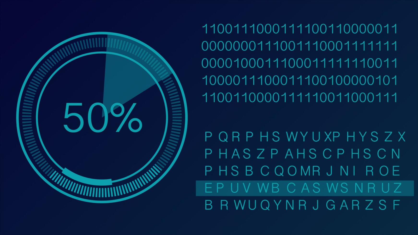 Cyber concept code with loading circle on blue background photo