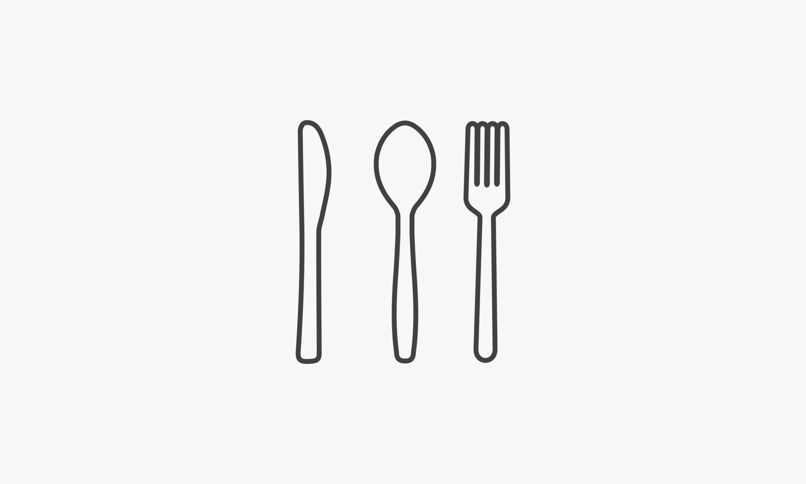 line icon spoon knife fork isolated on white background. vector