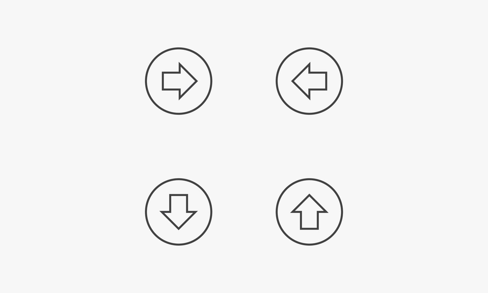 line circle icon set arrow right left up down on white background. vector